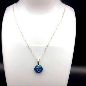 Glitter Blue Black Rhinestone Necklace